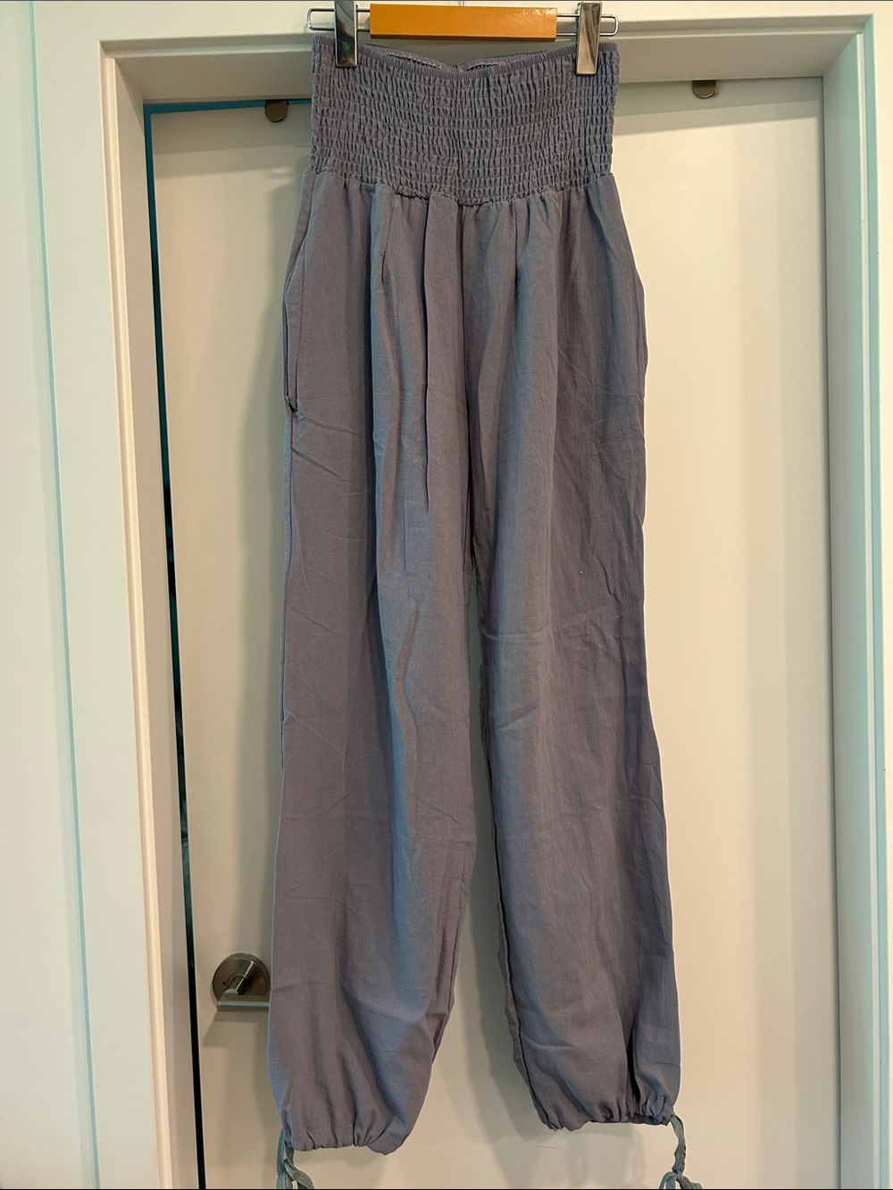 Light Grey Linen Pants with Pockets